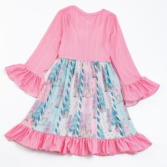Christmas Nutcracker Girls Long Sleeve Panel Twirl Dress - Picture 5 of 6